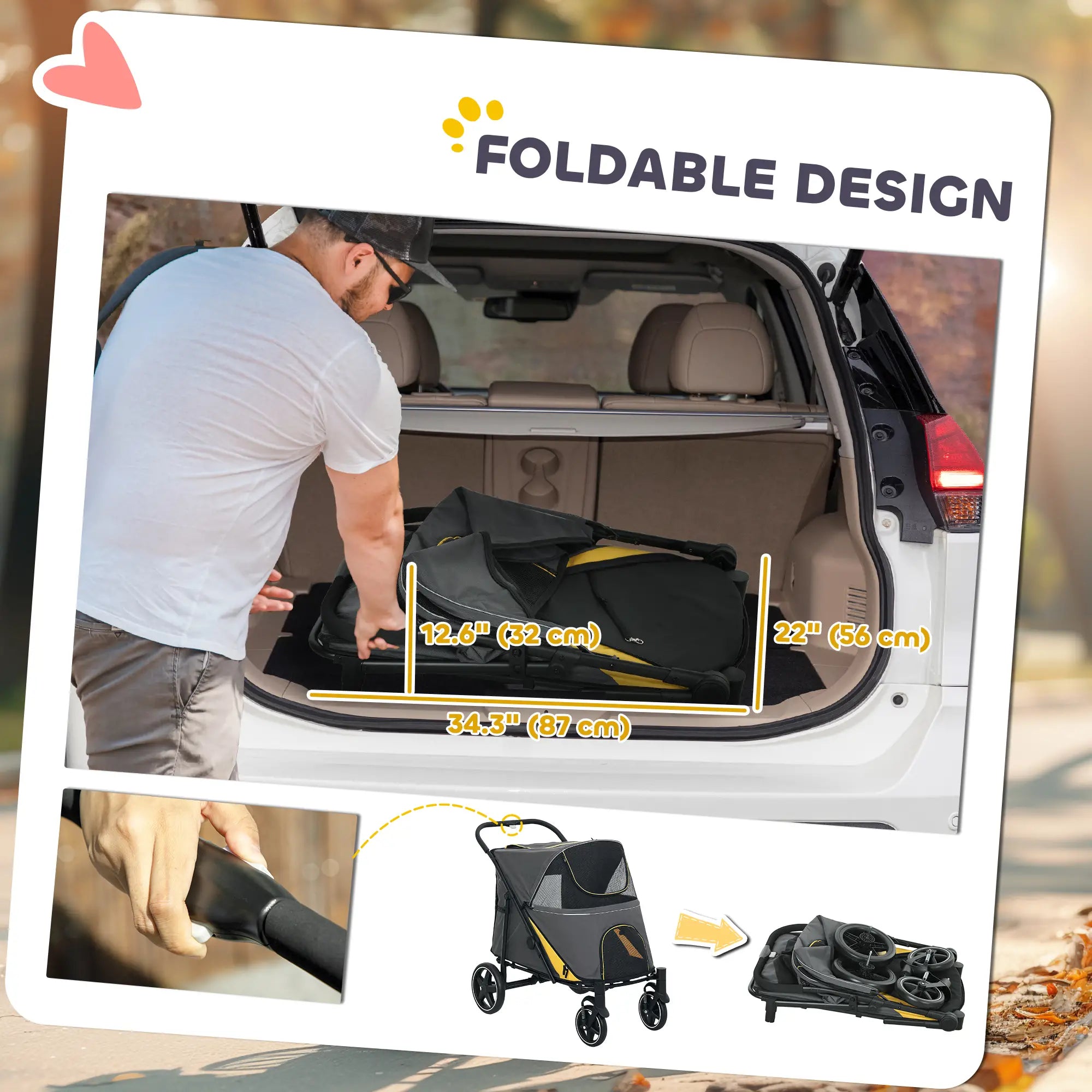 Foldable Pet Stroller, Universal Wheels, Shock Absorber, Large & Medium Dogs, Dark Grey Dog Bike Trailers & Strollers at Gallery Canada