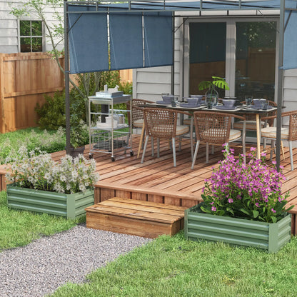 Steel Raised Garden Bed Set, 39"x20"x12", Green Galvanized Planter Boxes at Gallery Canada