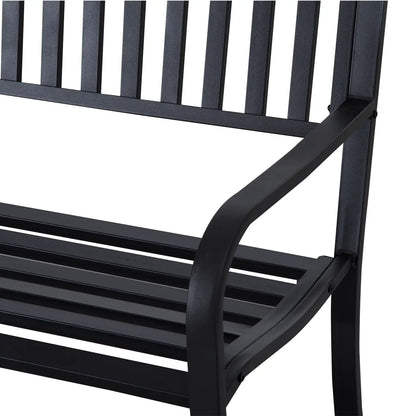 50" Steel Garden Bench Patio Chair Outdoor Seat, Black Outdoor Benches at Gallery Canada
