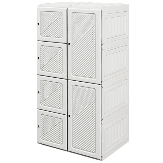 Portable Wardrobe, Foldable Clothes Organizer, 5 Compartments, Hanging Rod, White Clothing Storage White at Gallery Canada