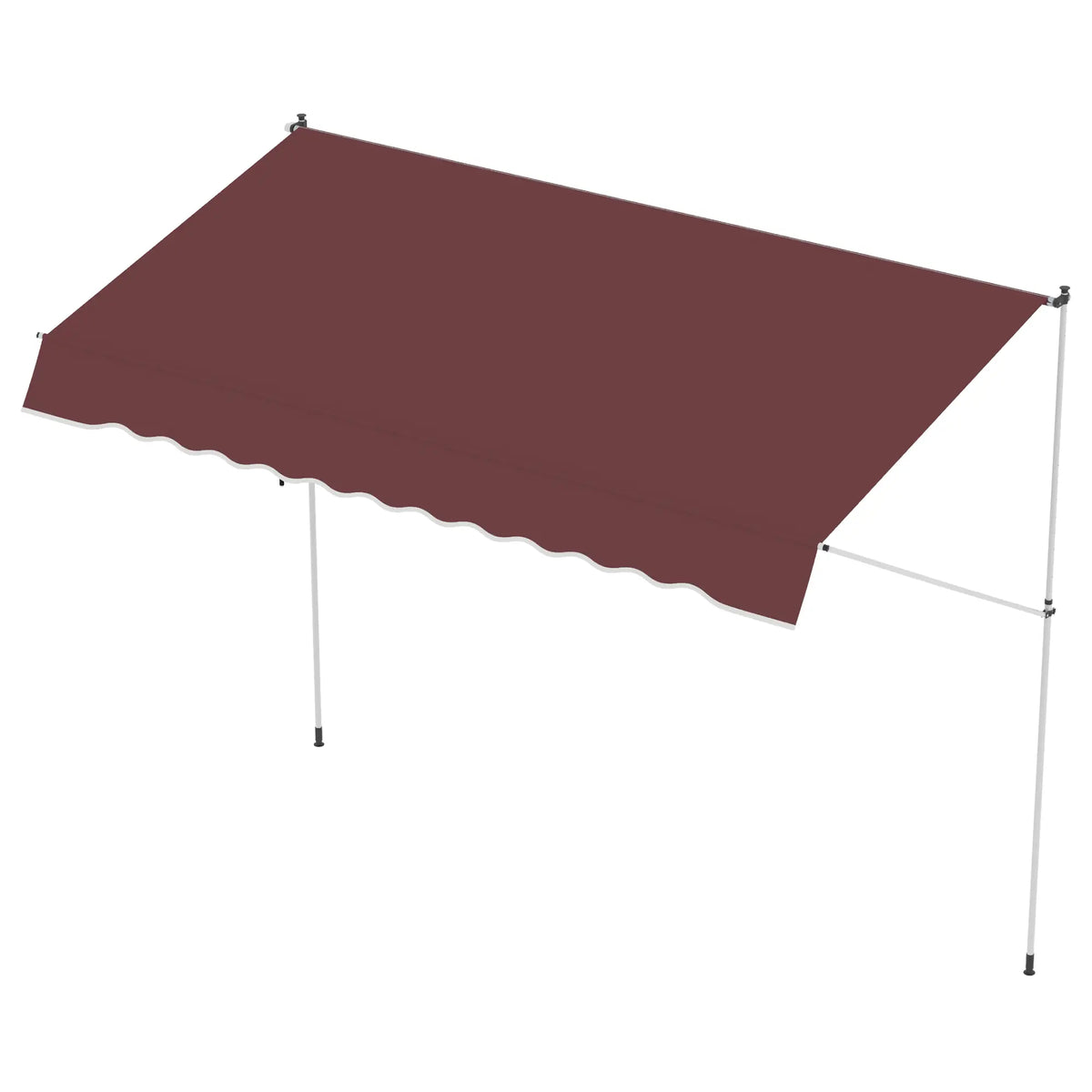 10x5ft Manual Retractable Patio Awning, 5.6-9.2ft Pole, Wine Red