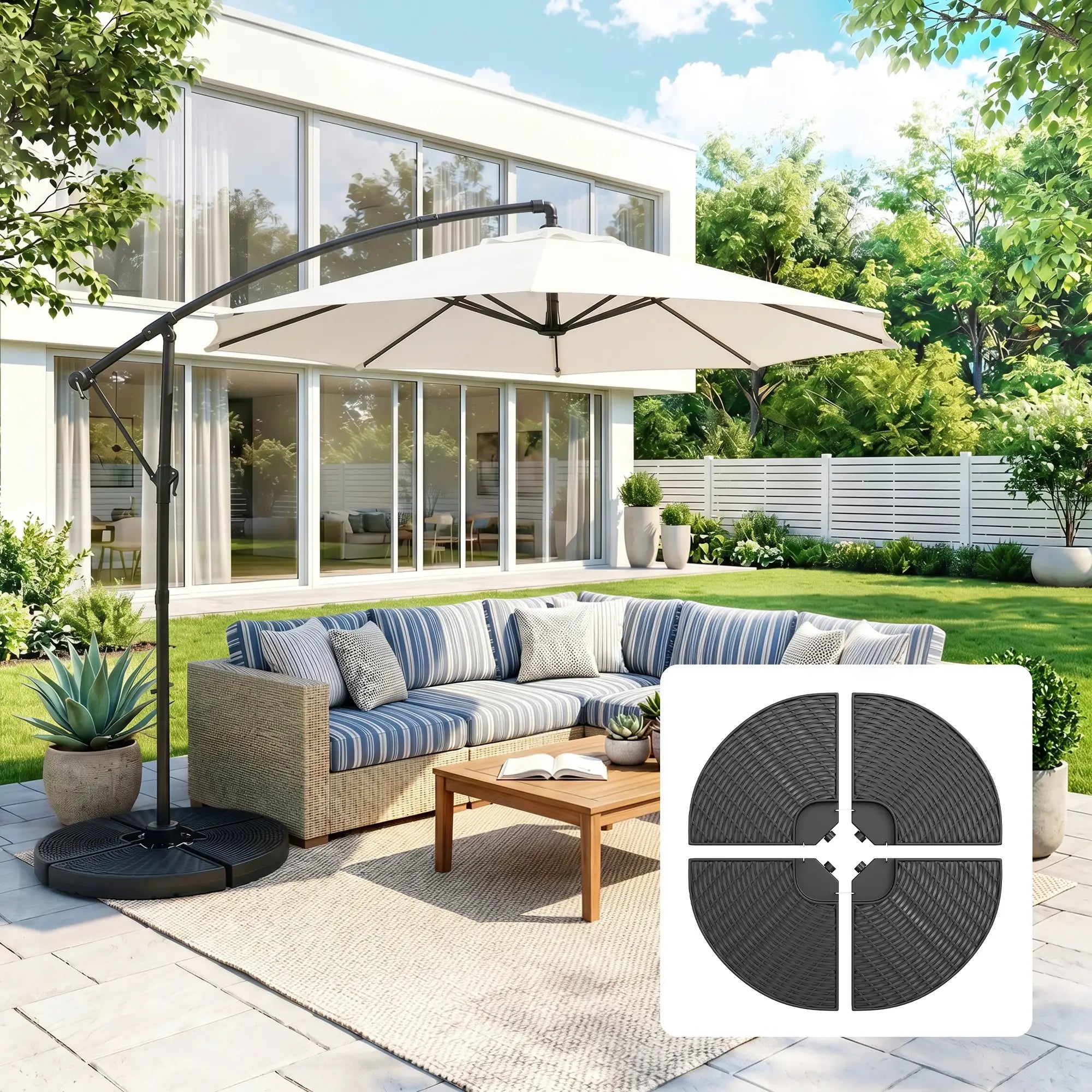 4PCs Cantilever Umbrella Base Weights, Wicker Effect HDPE, Black Umbrella Bases at Gallery Canada