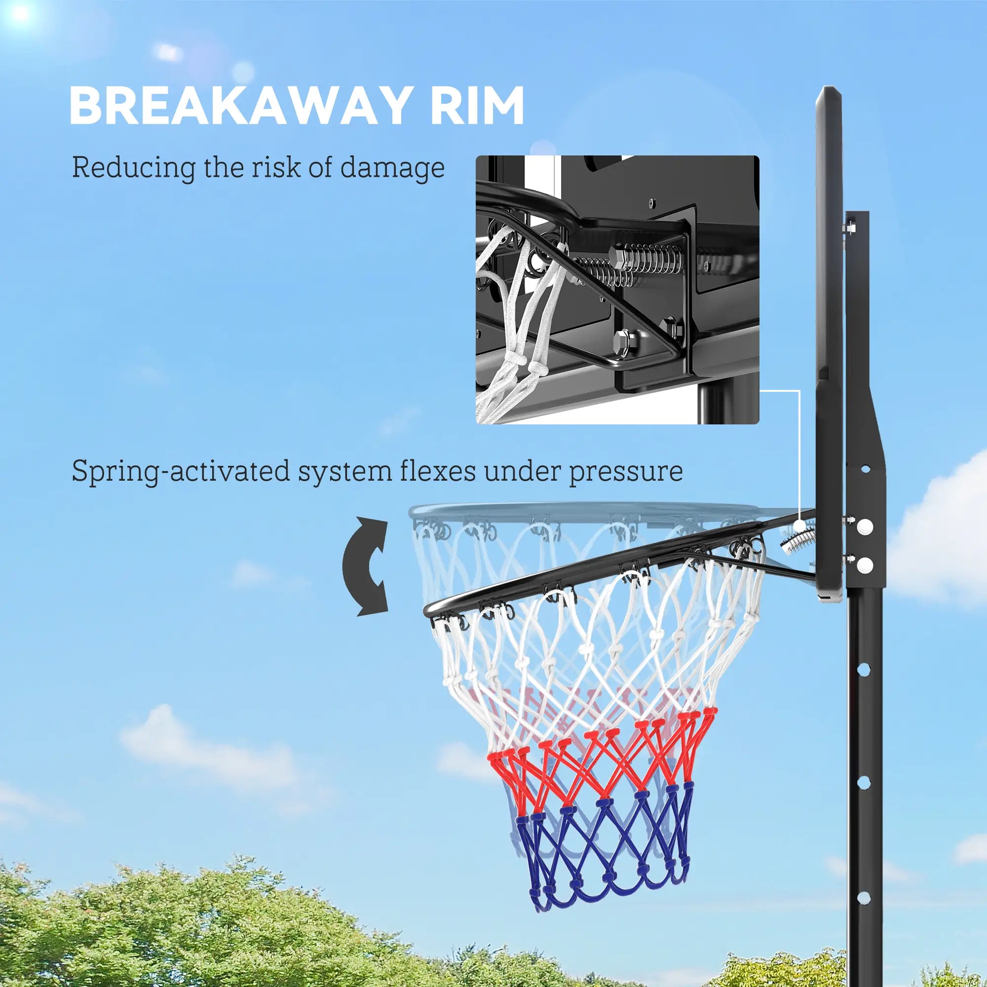 Portable Basketball Hoop, 7.5-10ft, 43