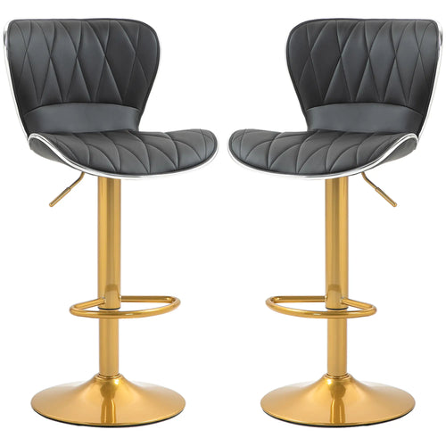 Adjustable Swivel Bar Stools, Set Of 2, PU Leather