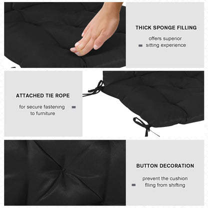 Patio Chair Cushions Set of 2, 39"x20"x3", Tufted, Black Patio Chair Cushions at Gallery Canada