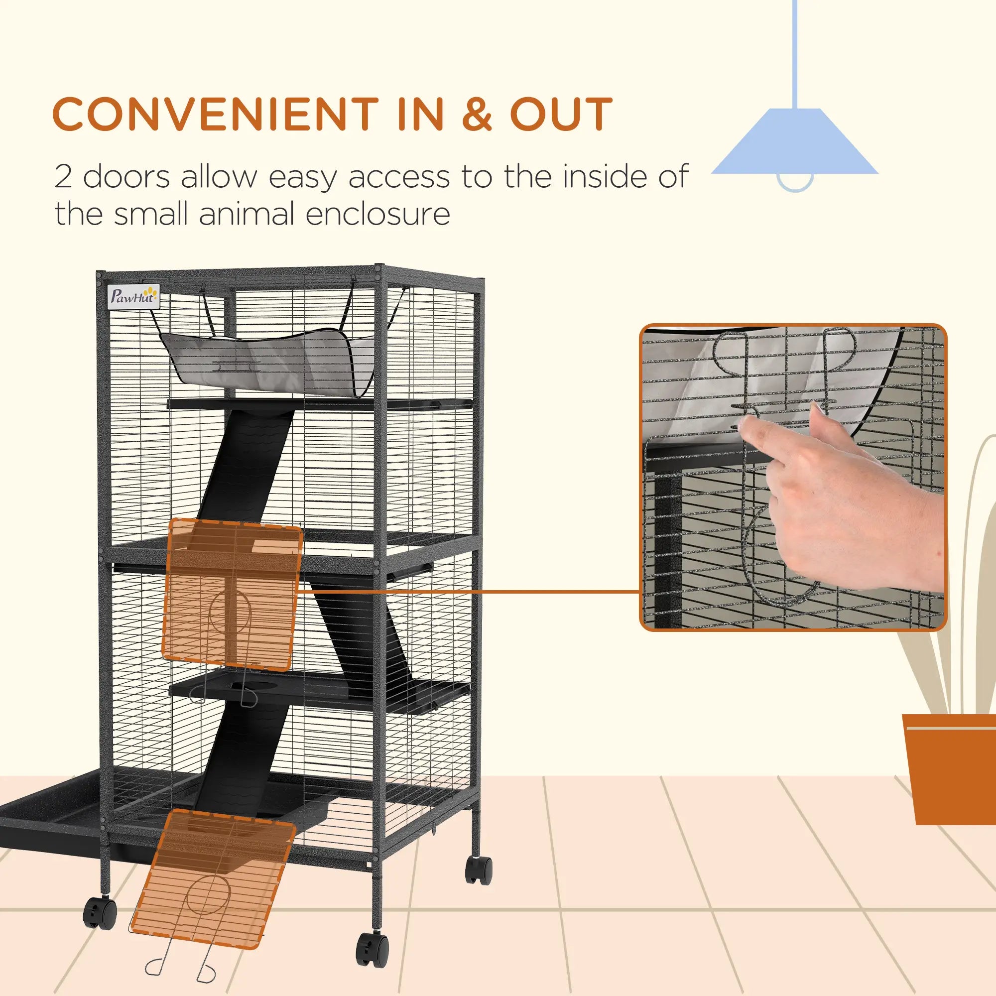 Steel Small Animal Cage, Guinea Pig, Ferret, Chinchilla, Kitten, Rabbit, Black Houses & Habitats at Gallery Canada