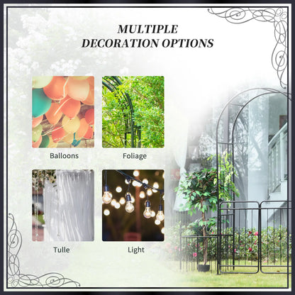 7.2FT Metal Garden Arbor, Double Doors, 2 Side Baskets, Black Garden Arches at Gallery Canada