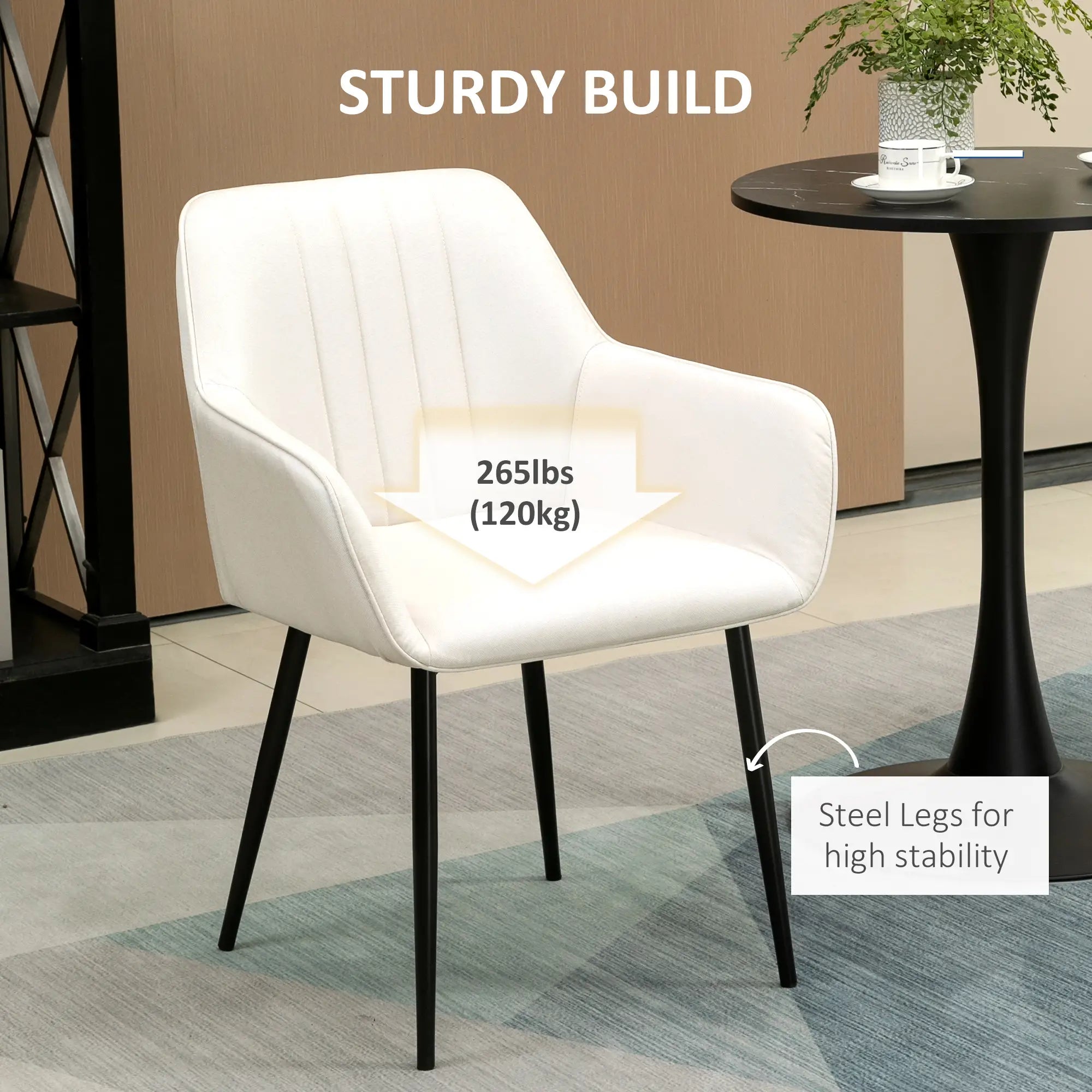 Dining Chairs Set of 2, Upholstered Linen Fabric, Beige Bar Stools at Gallery Canada