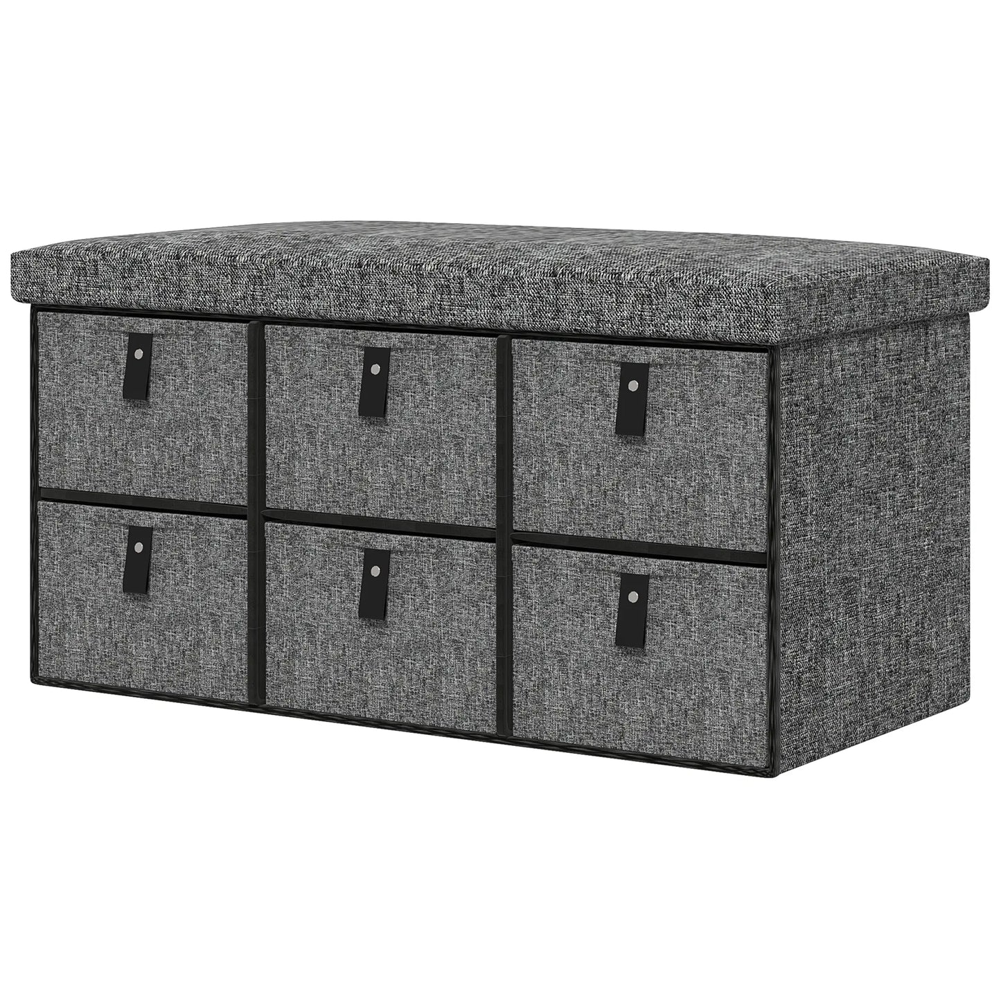 Shoe Bench with Seat, 6 Fabric Drawers, Charcoal Grey Shoe Storage Cabinets & Racks Charcaol Grey at Gallery Canada