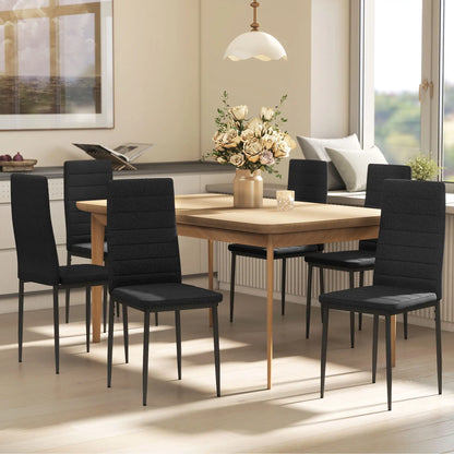 Modern High Back Dining Chairs, PU Leather Upholstered, Set of 6, Black