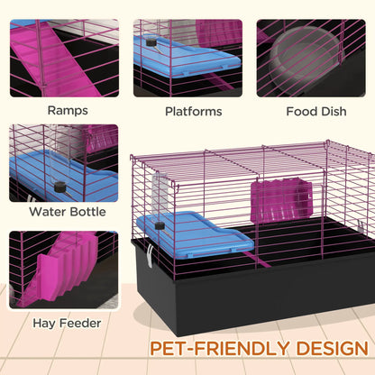 18.5" Small Animal Cage, Water Bottle, Food Dish, Platform, Ramp, Black Houses & Habitats at Gallery Canada