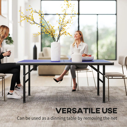 5' x 2.5' Mini Ping Pong Table, Foldable, Adjustable Feet, Blue Game Tables at Gallery Canada