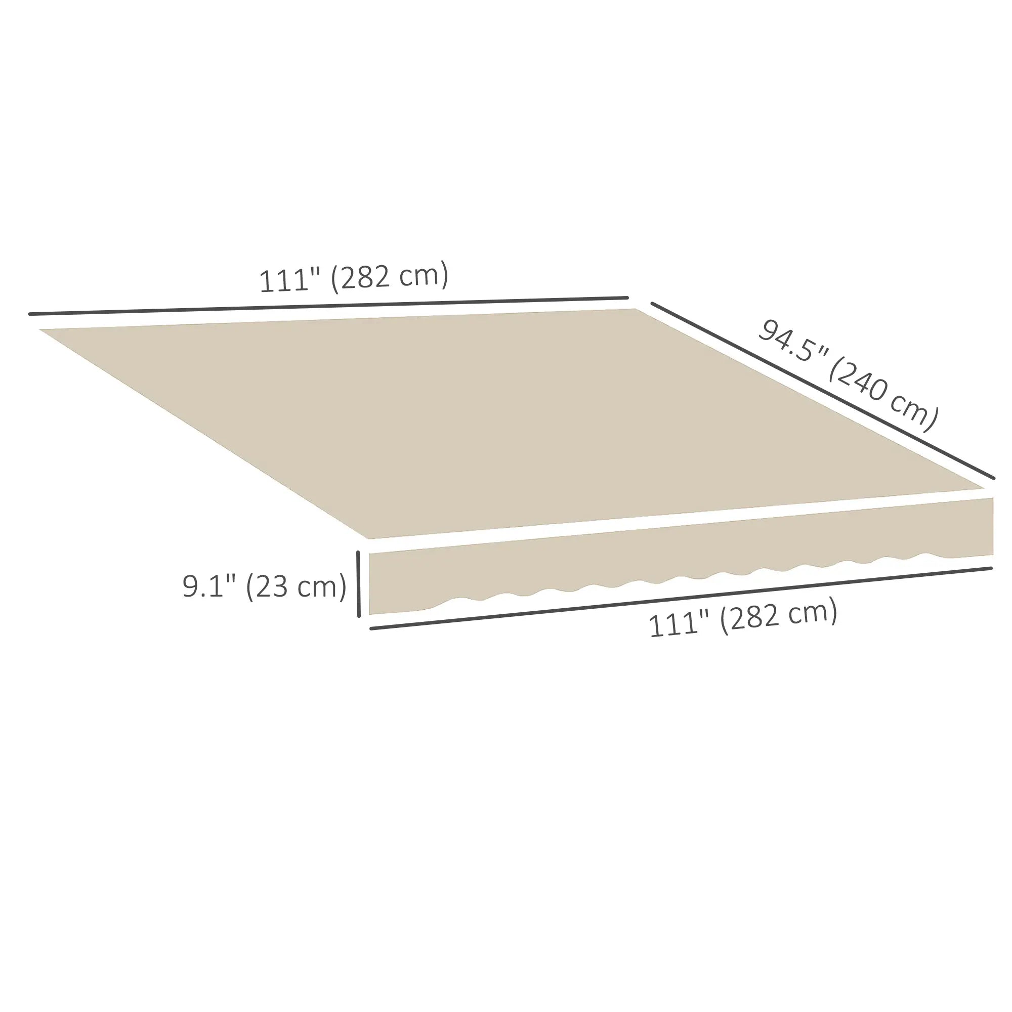 9' x 8' Outdoor Sunshade Canopy, Retractable Awning Fabric, Beige Awning Fabric Replacement at Gallery Canada