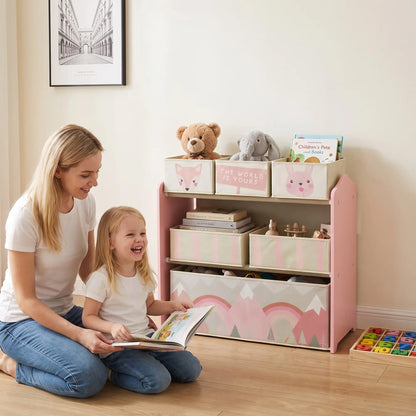 Toy Organizer with 6 Storage Bins, 25" X 12" X 26", Pink Baby & Kids Storage at Gallery Canada