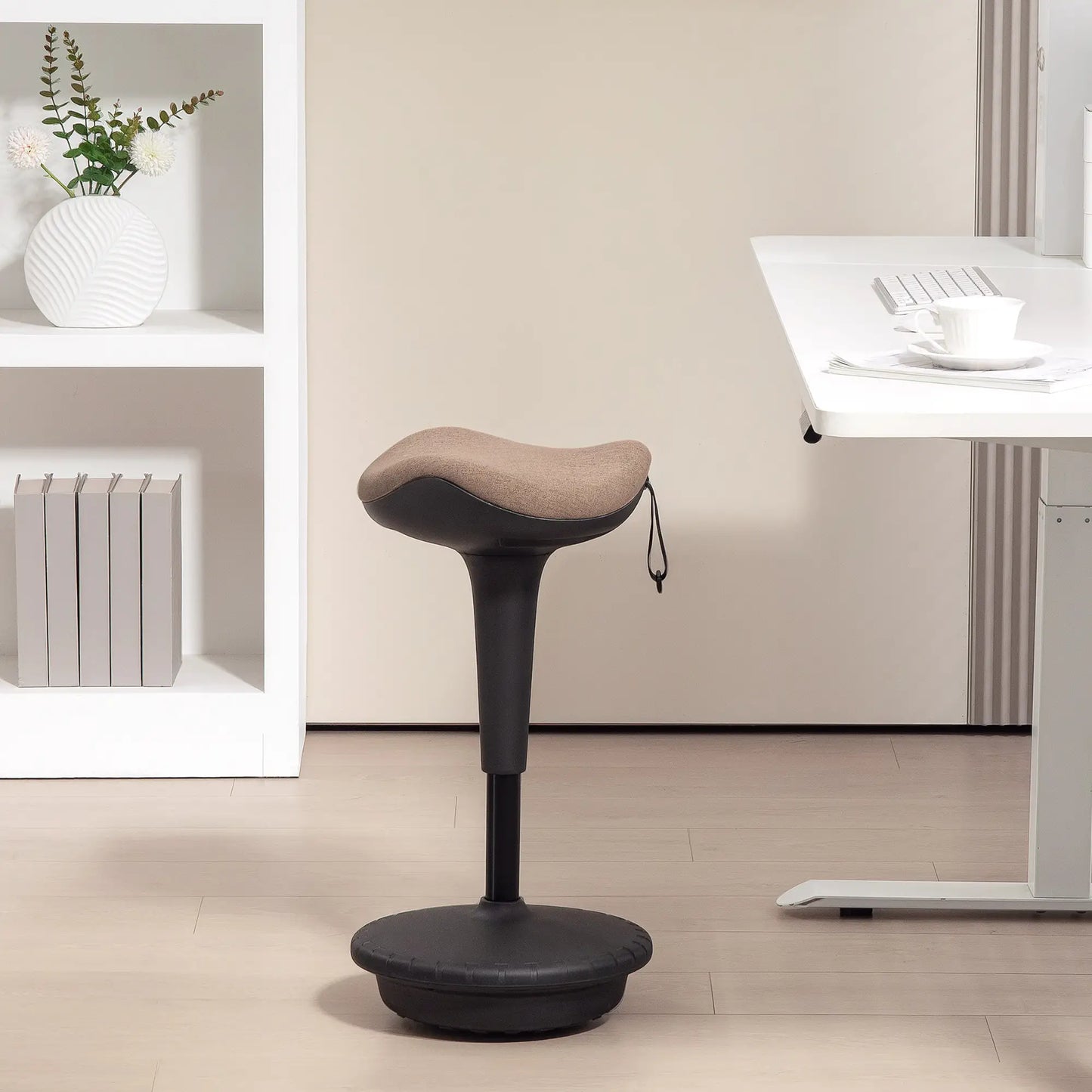 Adjustable Ergonomic Swivel Standing Stool, Brown Office Chairs at Gallery Canada