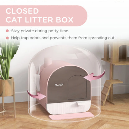 Cat Litter Box with Lid, Removable Tray, Scoop, Filter, Pink Cat Litter Box Enclosures at Gallery Canada