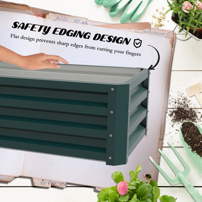 Galvanized Raised Garden Beds, Set of 2, Outdoor Planter Box, Green