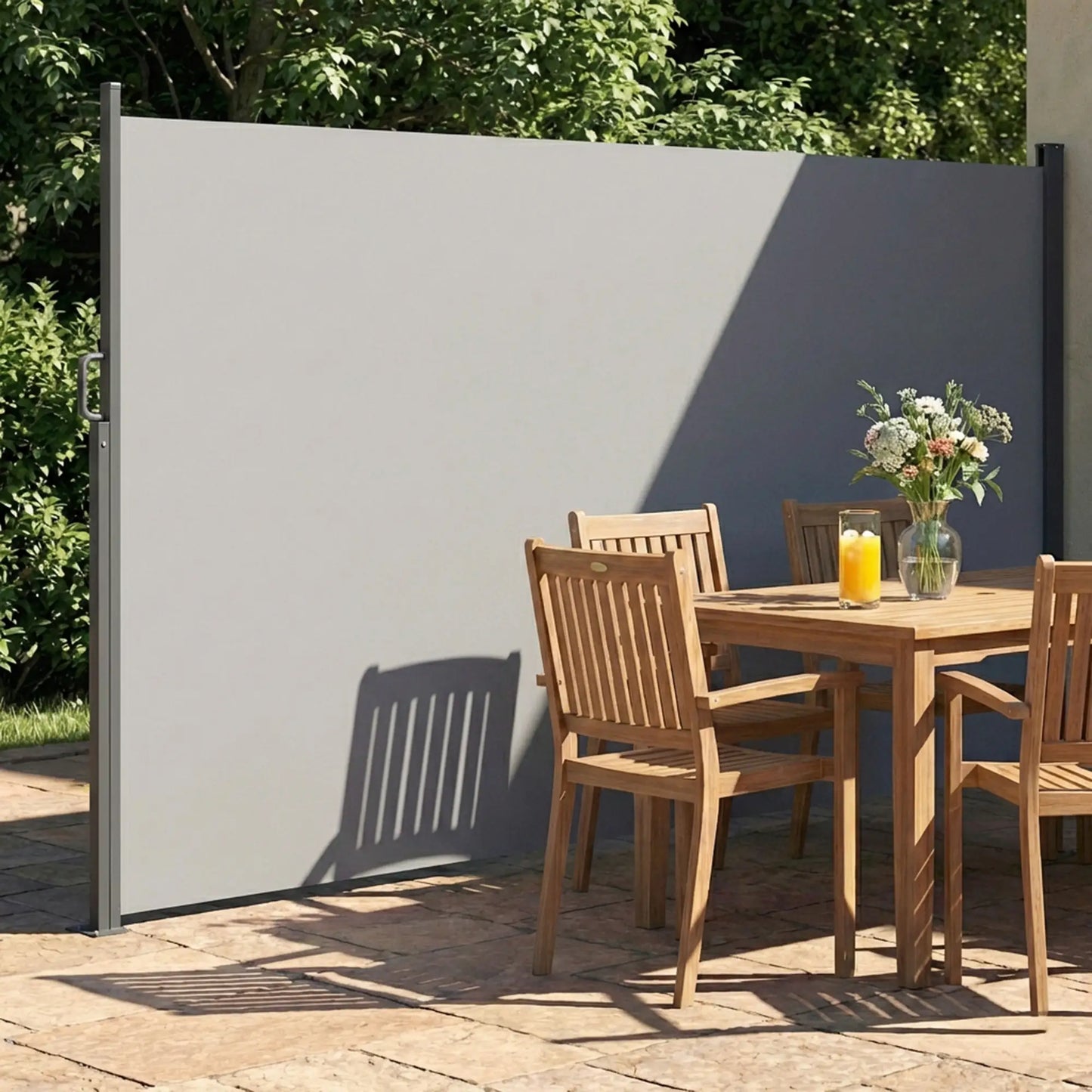 Retractable Side Awning, 165" x 73", Water-Resistant, UV 50+, Light Grey Side Awnings at Gallery Canada