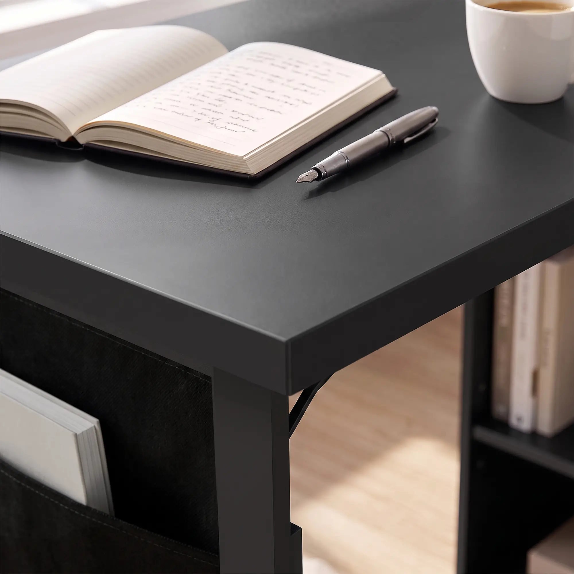 Fold-Out Computer Desk with Shelves, Bag, Wall Mount, Black Computer Desks at Gallery Canada