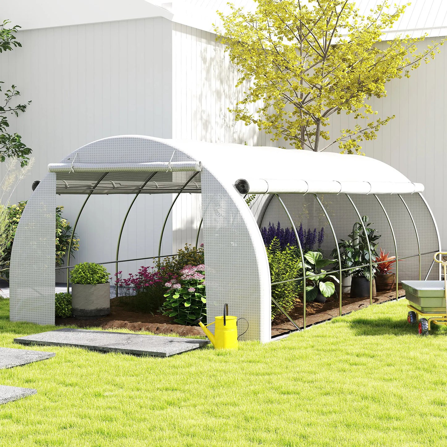 Large Walk-in Greenhouse, 20'x10'x6.6', Zippered Door, 12 Roll-up Windows, White Tunnel Greenhouses at Gallery Canada