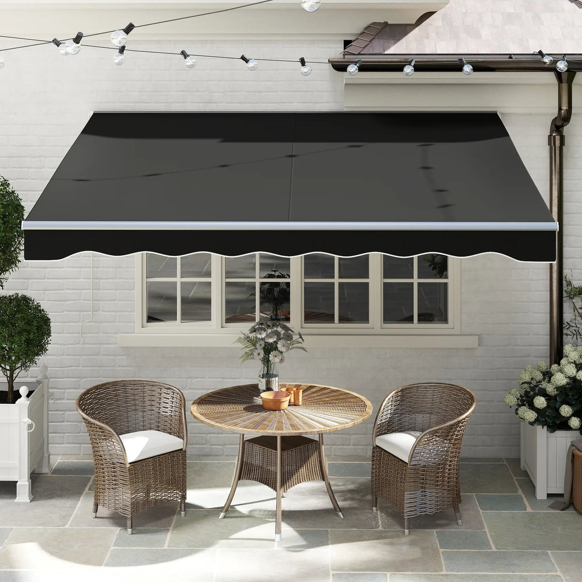 Electric Retractable Awning 10' x 8' With Remote, UV Protection, Black Deck Awnings at Gallery Canada