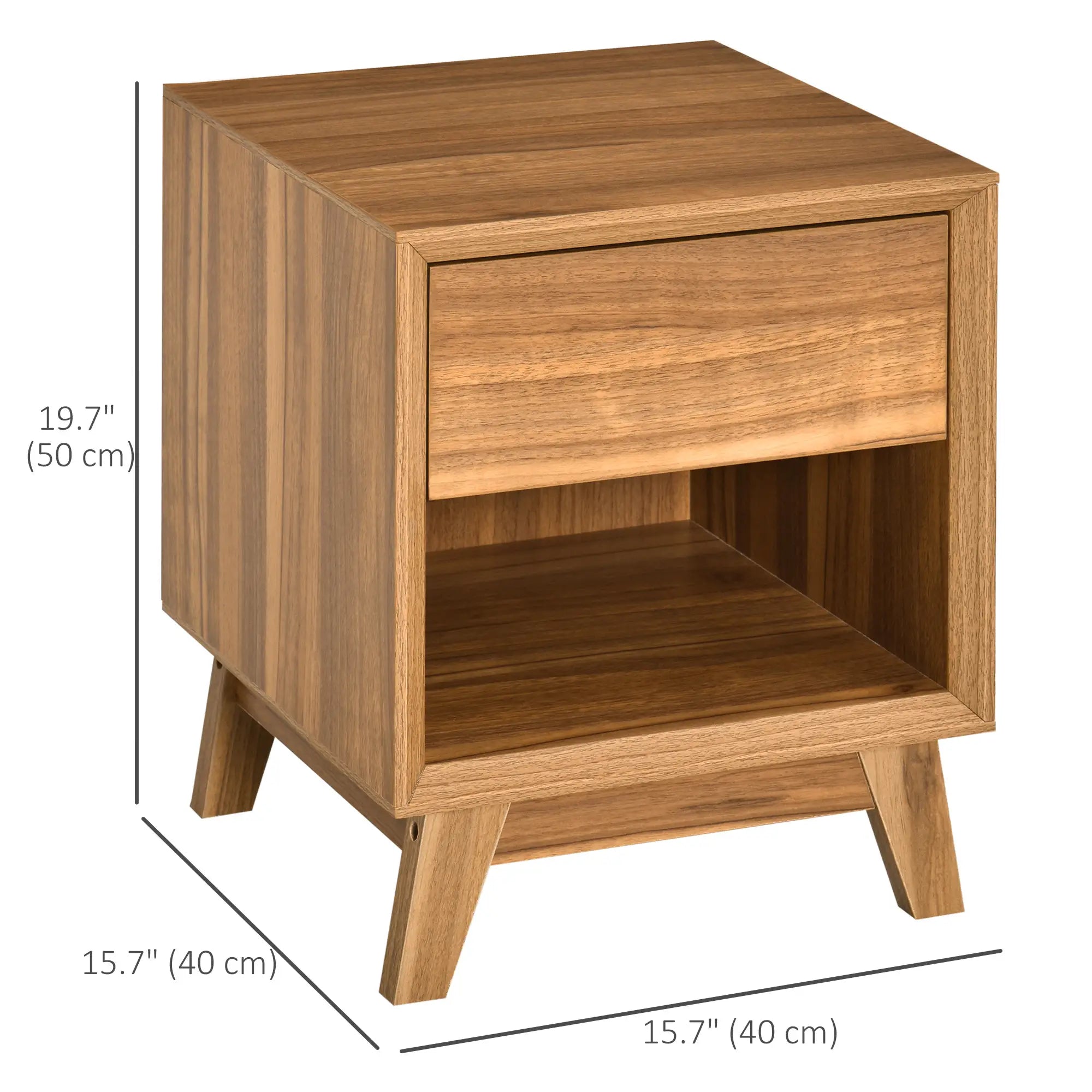 Walnut Brown Nightstand With Drawer & Shelf, Bedroom Side Table, Brown Bedside Tables at Gallery Canada