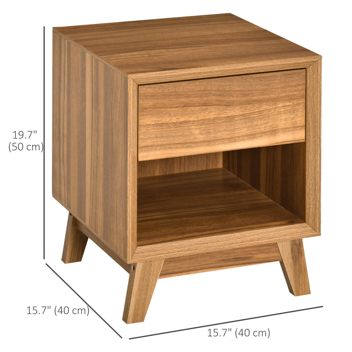 Walnut Brown Nightstand With Drawer & Shelf, Bedroom Side Table, Brown Bedside Tables at Gallery Canada