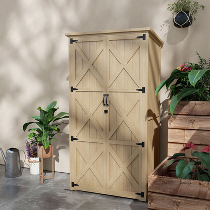 Wooden Outdoor Storage Cabinet, Garden Shed, Waterproof Asphalt Roof, Lockable Doors, Natural Sheds at Gallery Canada