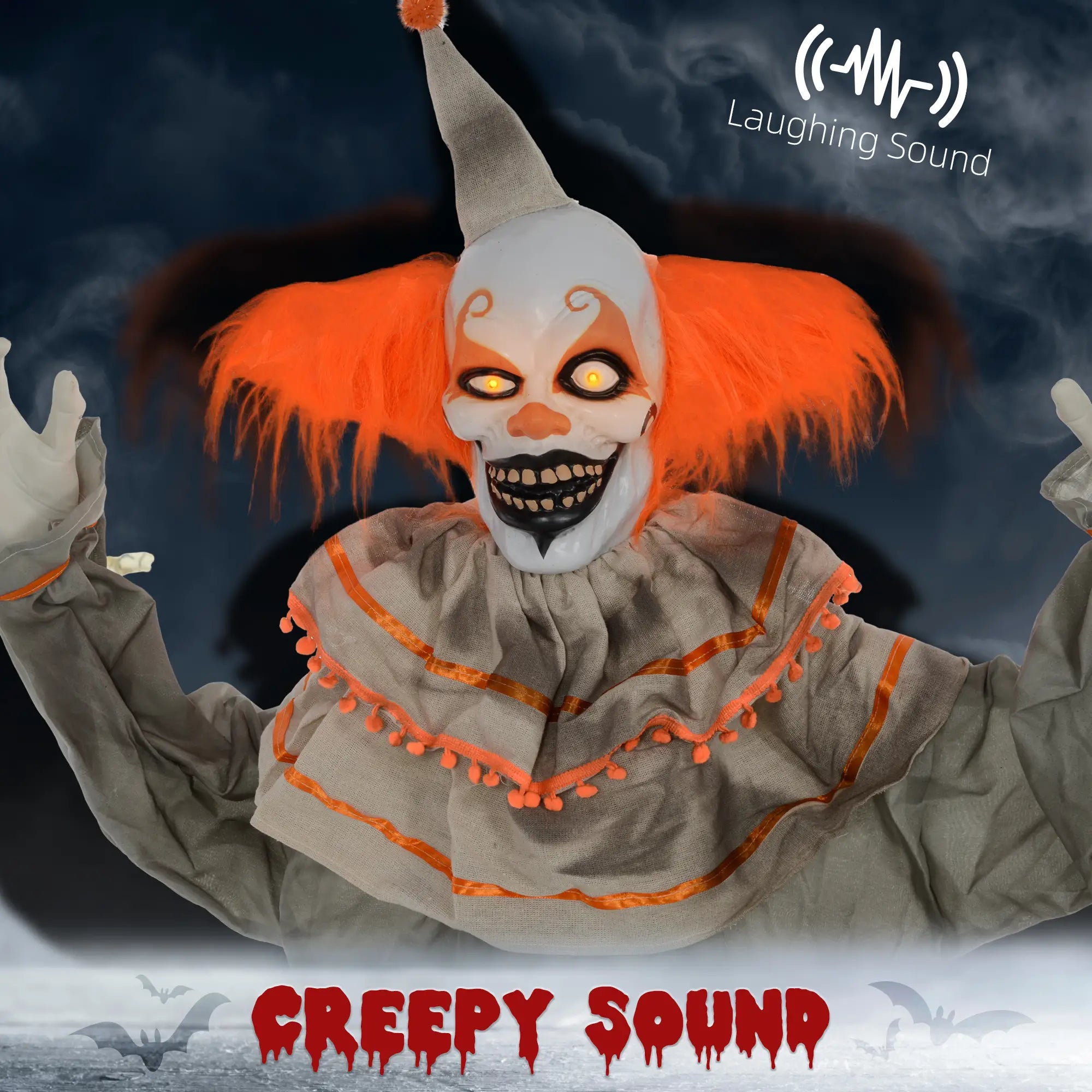 6' Classic Clown Halloween Decoration, Animatronic, Motion Activated, Orange Halloween Decorations at Gallery Canada
