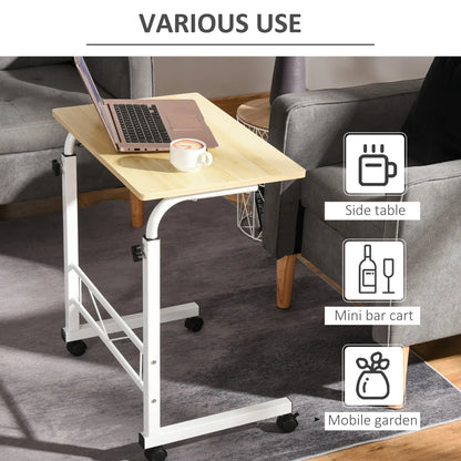 Adjustable Height Mobile Standing Desk, 23.5 Inch, Natural Wood Side Tables at Gallery Canada