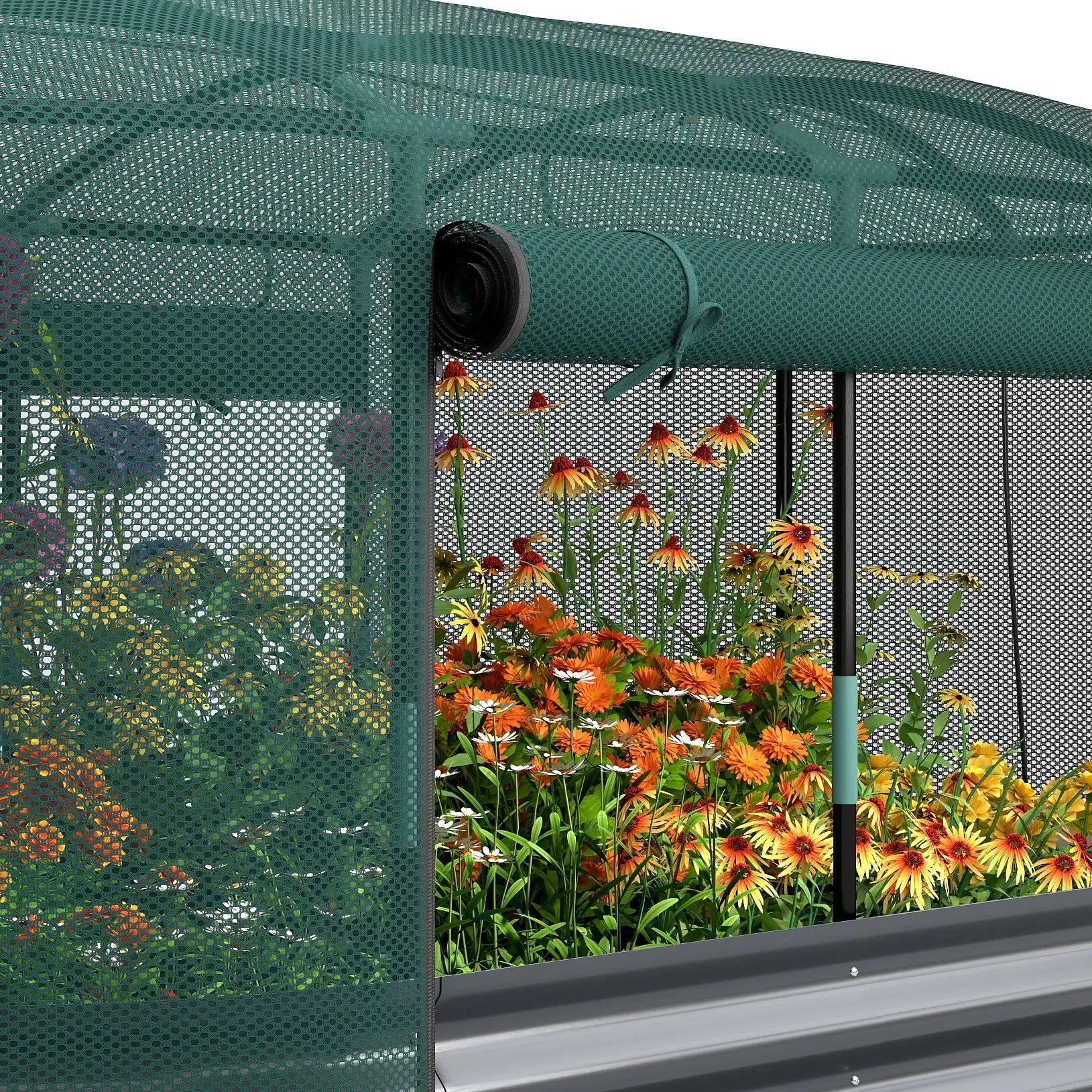 6' x 3' Galvanized Raised Garden Bed, Crop Cage Net Cover, Watering System, Dark Grey Raised Garden Beds at Gallery Canada
