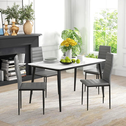 Modern Dining Chairs, Set of 4, High Back PU Leather, Metal Legs, Grey Bar Stools at Gallery Canada