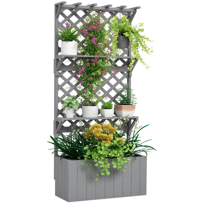 Raised Garden Bed, Wooden Planter with Trellis, Grey Raised Garden Beds at Gallery Canada