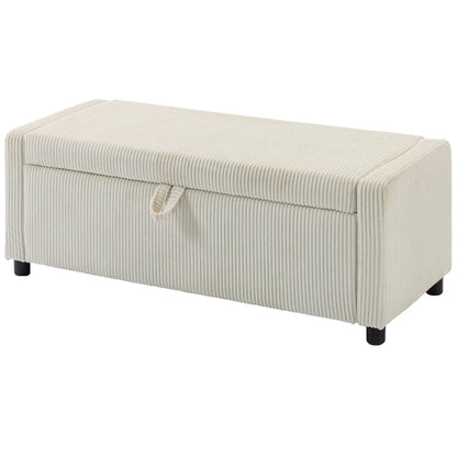 Storage Ottoman, Upholstered Corduroy Bench, Beige Storage Ottomans & Benches Beige at Gallery Canada