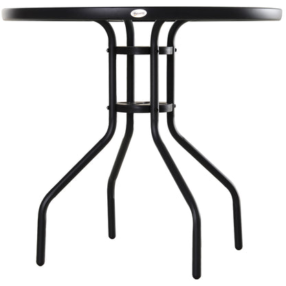 31.5" Round Outdoor Bistro Table, Tempered Glass Coffee Side Table Patio Side Tables at Gallery Canada