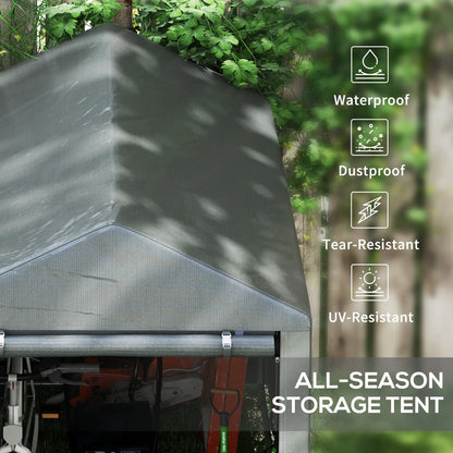 Bike Storage Shed, Motorcycle Shelter, Galvanized Steel, 4x6 Ft, Green Sheds at Gallery Canada