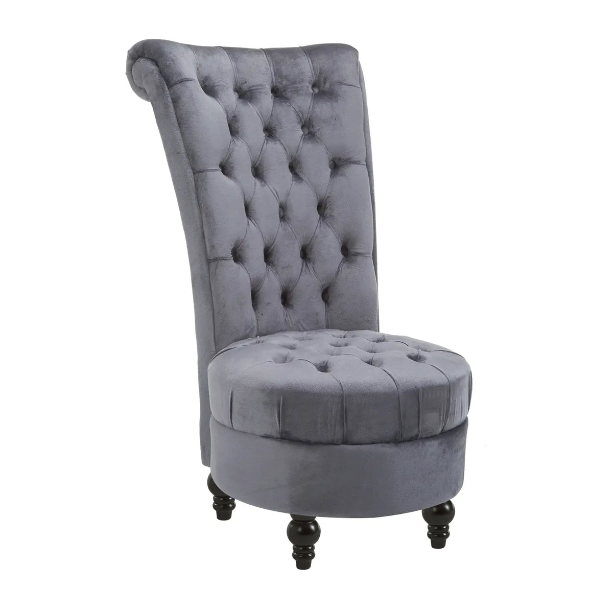 45" Tufted High Back Velvet Accent Chair, Soft Padded Lounge, Ash Grey Single Sofas at Gallery Canada