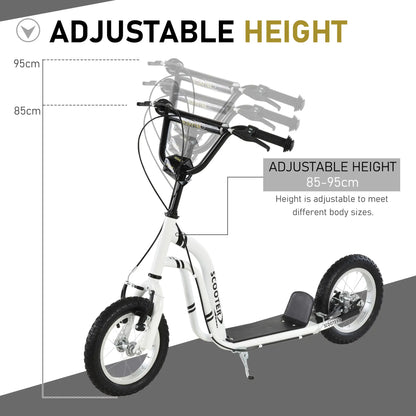 Dual Brakes Kick Scooter, 12-Inch Inflatable Wheel, Age 5+, White Scooters at Gallery Canada