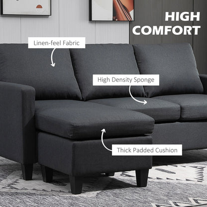 L-Shape Sectional Sofa with Ottoman, Living Room, Dark Grey Sofas & Reclining Chairs at Gallery Canada