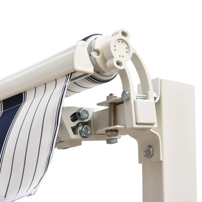 8' x 7' Retractable Awning, UV Water-Resistant Fabric, Aluminum Frame, Blue White, Blue Deck Awnings at Gallery Canada