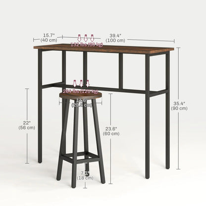 Bar Table Set, 6 Piece, Dining Room, Rustic Brown Bar Sets at Gallery Canada