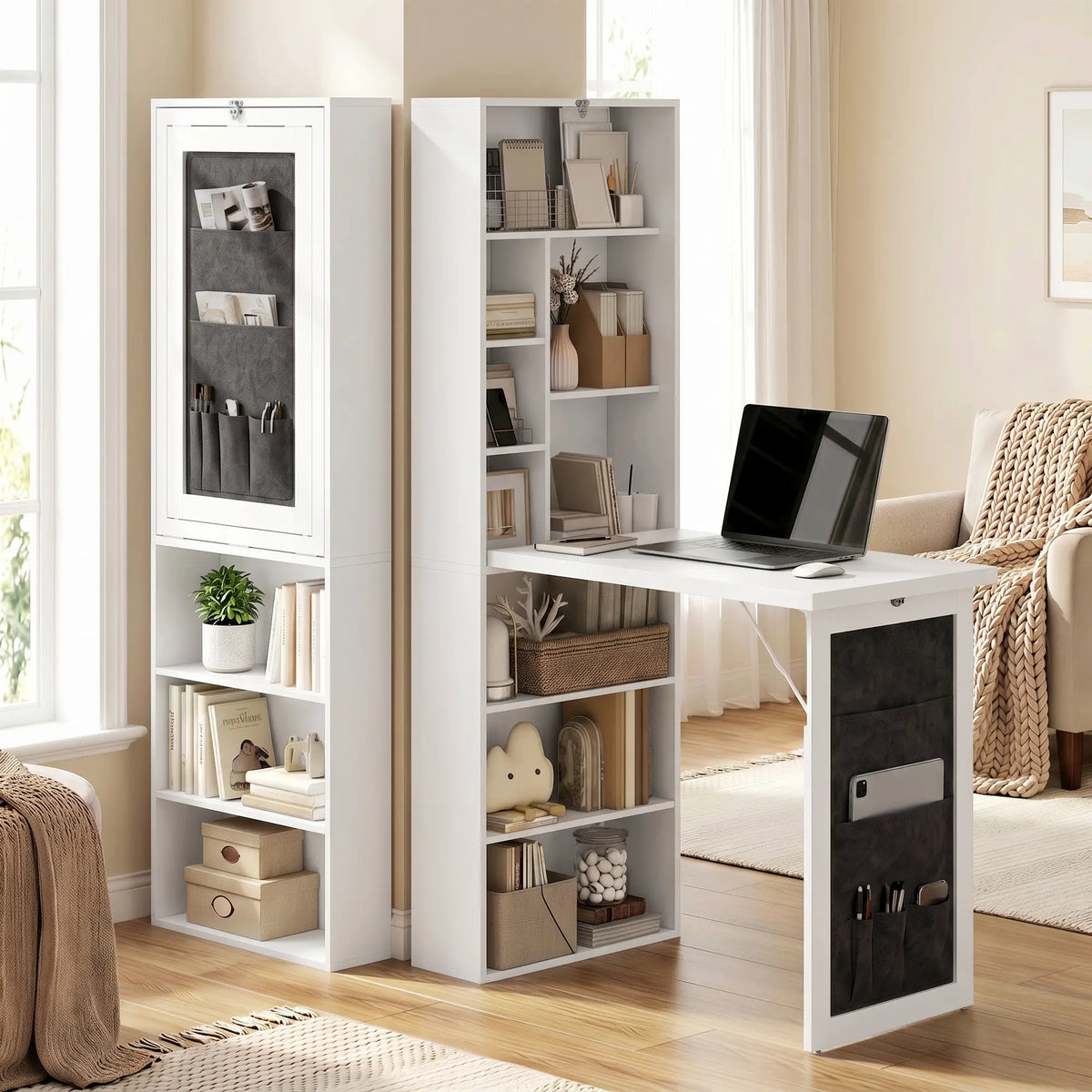 Fold-out Computer Desk, Storage Shelves, Wall Mount, White Computer Desks at Gallery Canada