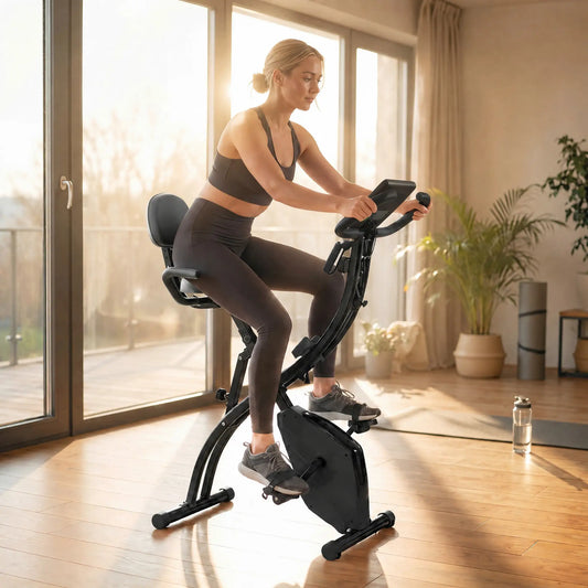 Folding Exercise Bike, 8-Level Magnetic Resistance, Adjustable Seat, Black Exercise & Stationary Bikes Black at Gallery Canada