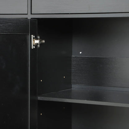 47" Buffet Cabinet, Farmhouse Sideboard, 3 Drawers, Adjustable Shelves, Black Bar Cabinets at Gallery Canada