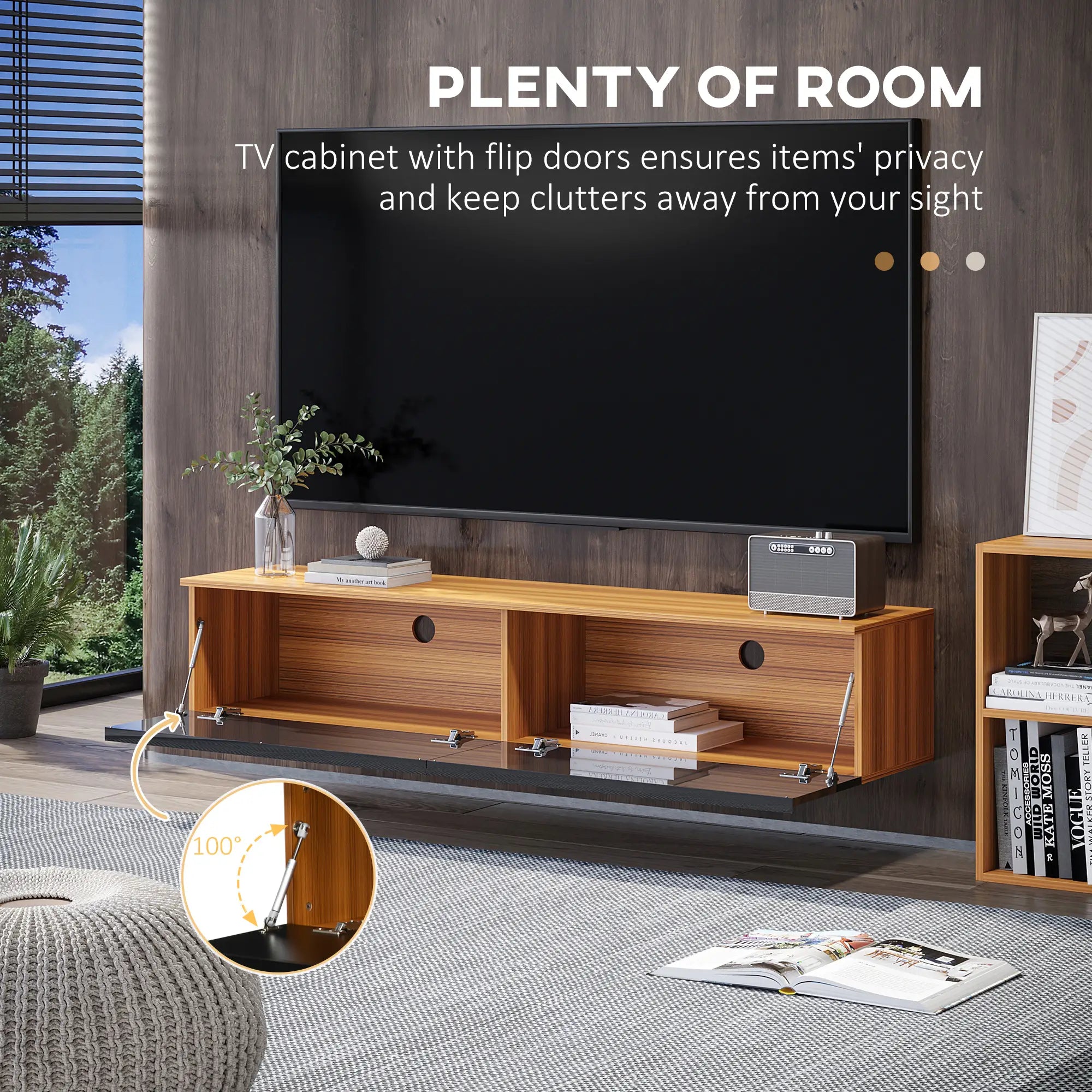 Floating TV Stand, Wall Mounted Cabinet for 70