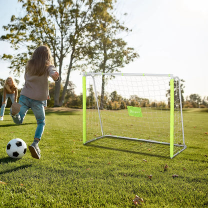 6ft x 4ft Soccer Goal Net, Metal Frame, PE Mesh, Ground Stakes, Yellow Football at Gallery Canada