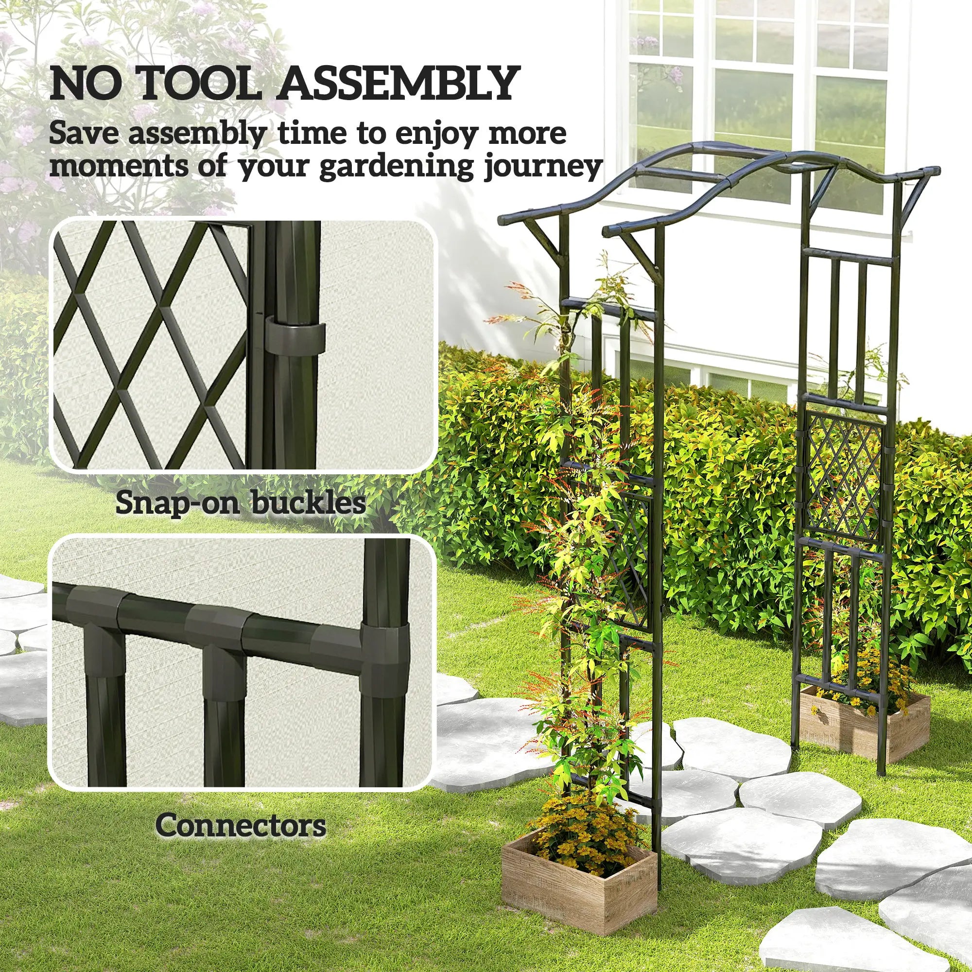 Garden Arch Trellis Arbor With Extended Top, 66.9