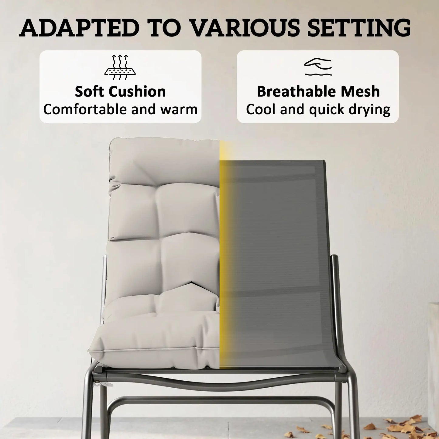 Oversized Rocking Patio Chair With 25" Wide Seat And Cushion, Khaki Outdoor Rocking Chairs at Gallery Canada