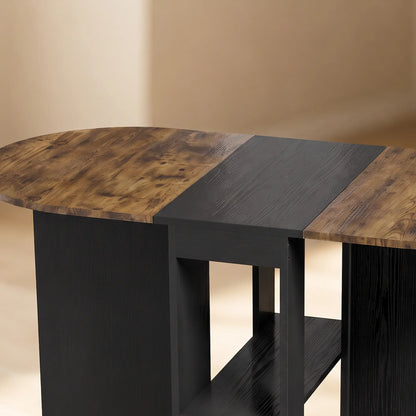 Folding Dining Table, Drop Leaf Design, 2 Shelves, 120cm, Rustic Brown, Brown Dining Tables at Gallery Canada