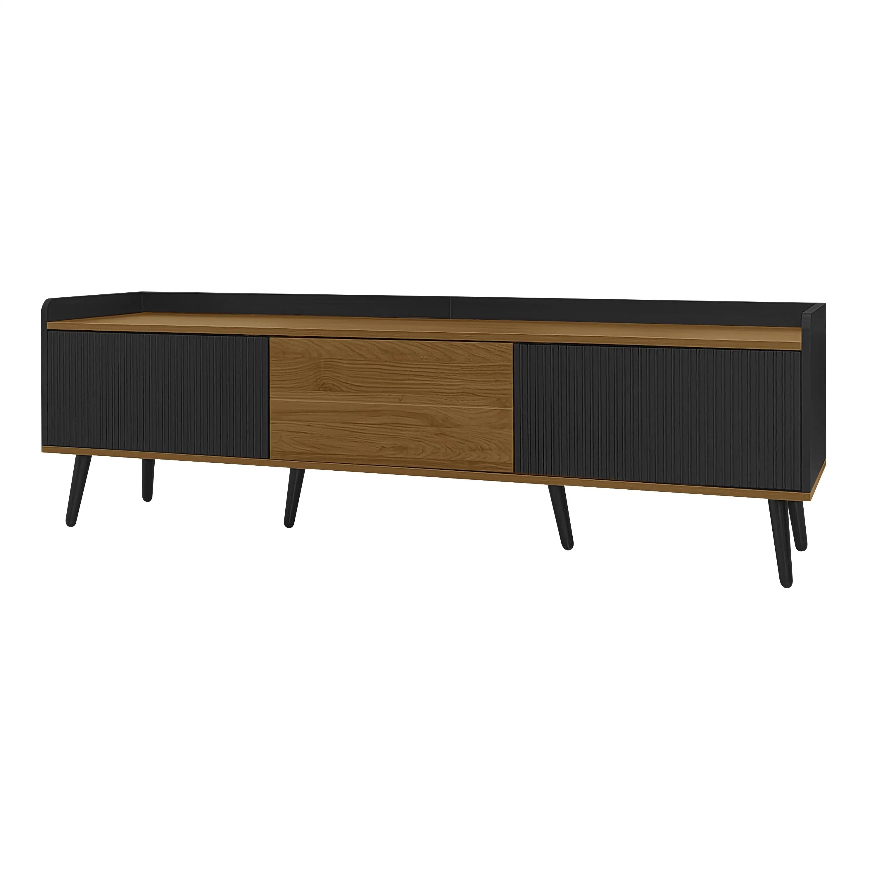 Three Door Stand, Raised Edge, Sturdy Wooden Legs, 63